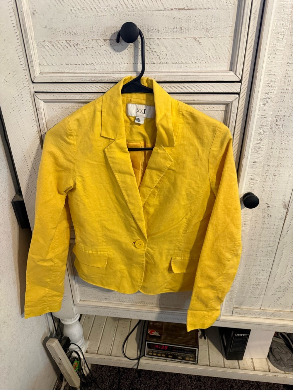 Forever 21 Yellow Single-Button Cropped Blazer